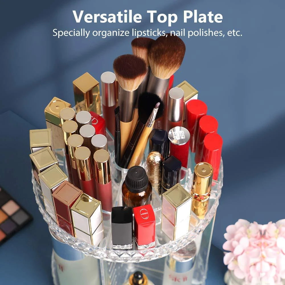 360 Rotation Diamond Pattern Acrylic Cosmetics Storage Box