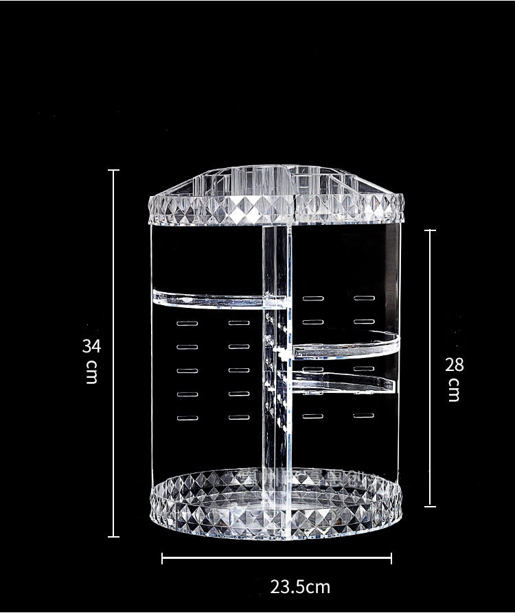 360 Rotation Diamond Pattern Acrylic Cosmetics Storage Box