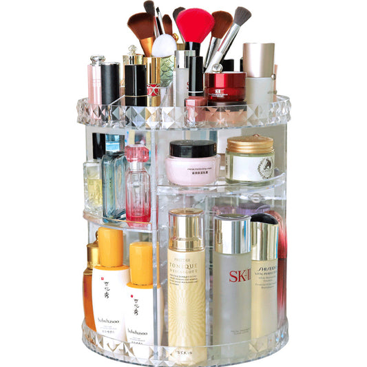 360 Rotation Diamond Pattern Acrylic Cosmetics Storage Box