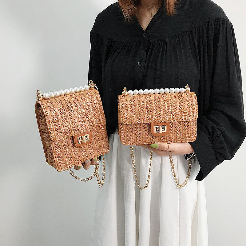 Woven Pearl Shoulder Bag