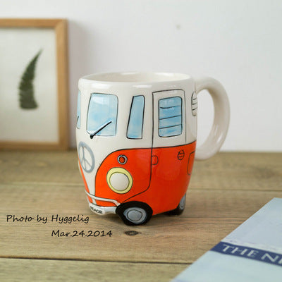 Creative Hand Painting Double Bus Mugs