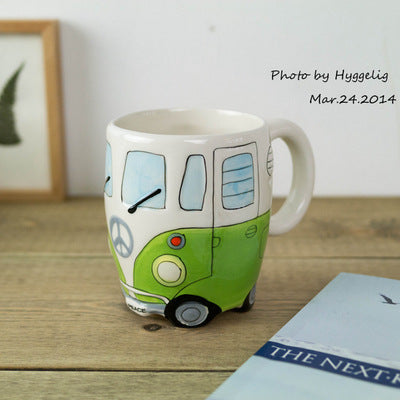 Creative Hand Painting Double Bus Mugs