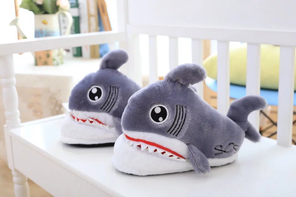 Cute Shark Head Home Cotton Slippers