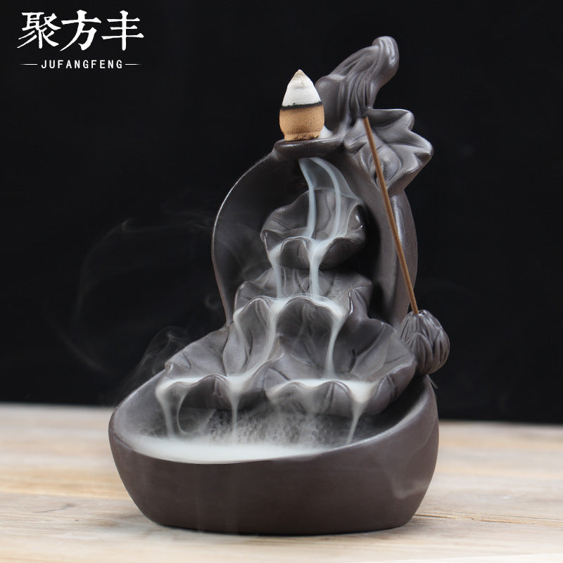 Purple Sand Gourd Lotus Backflow Incense Burner